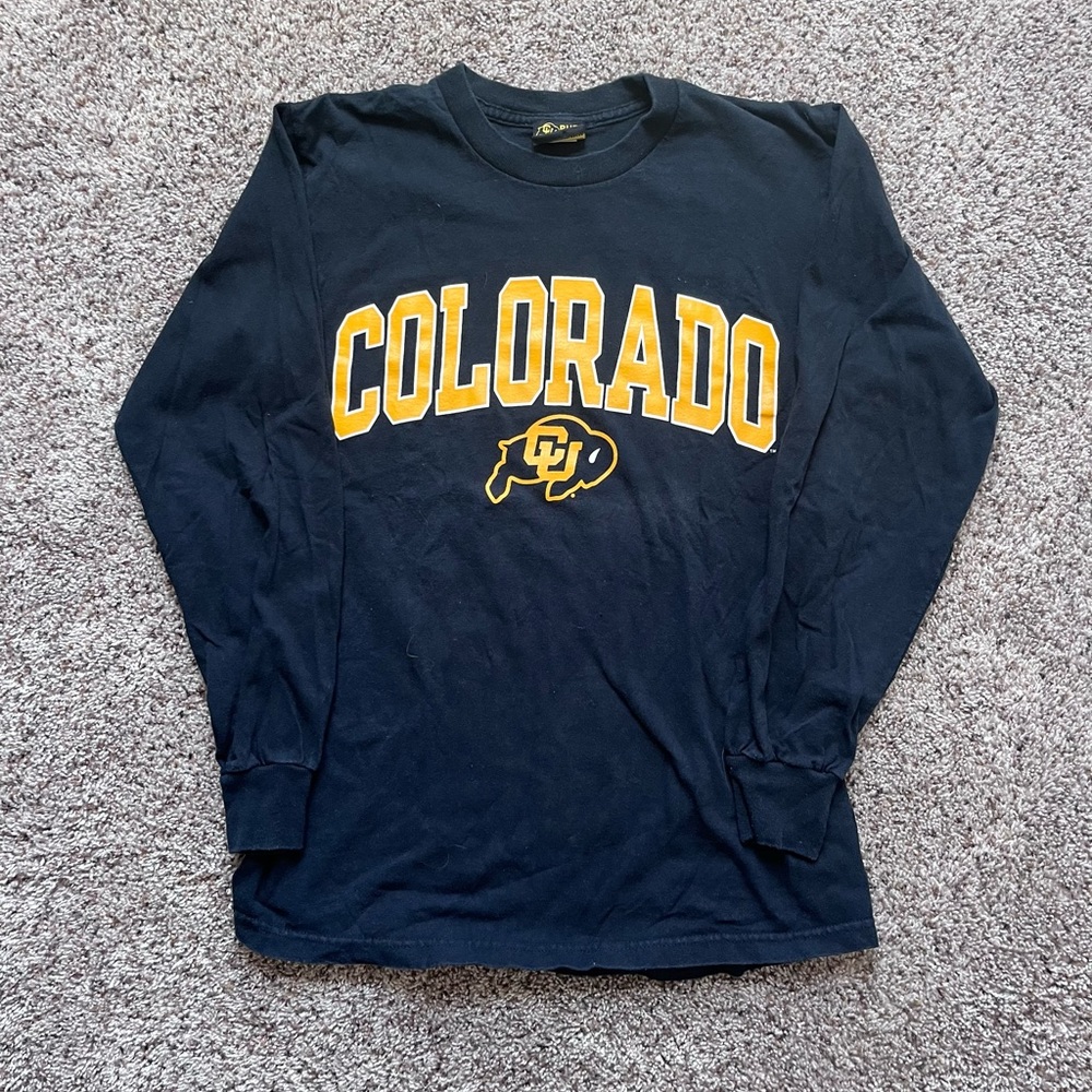University of Colorado Buffaloes T Shirt Mens Large Black Long Sleeve Cotton